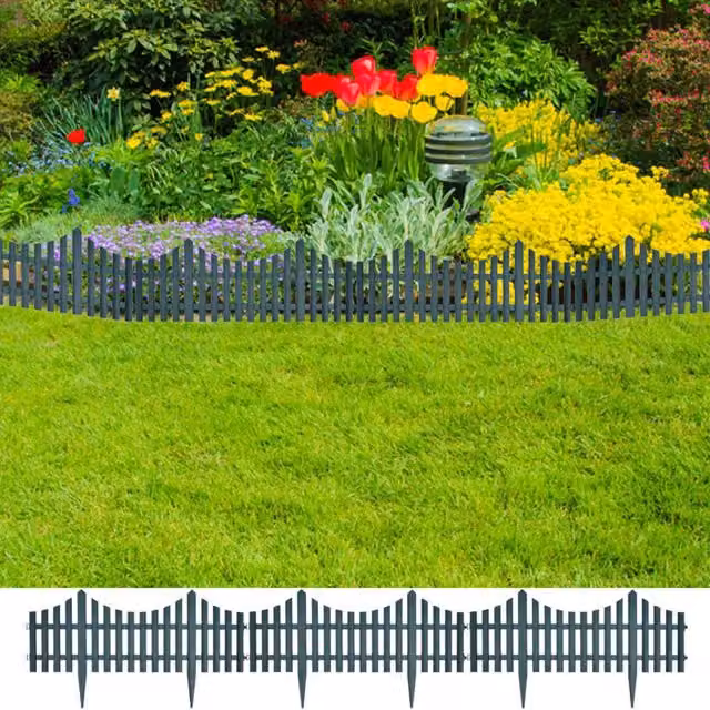 Berkfield Home 17 Piece Green Plastic Lawn Dividers, 10 m