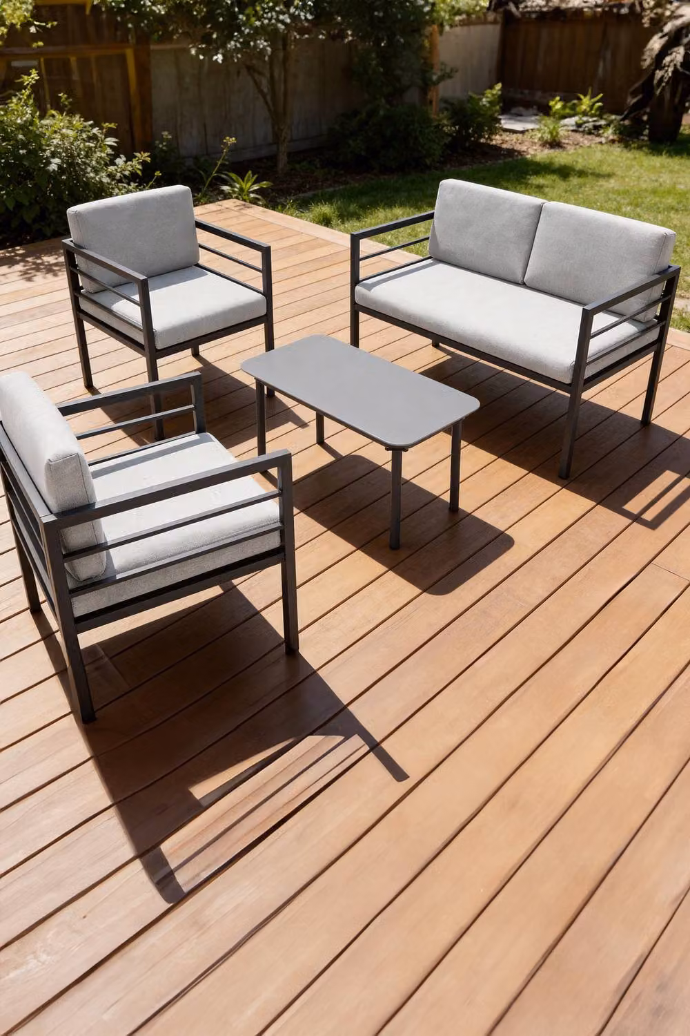 More4Homes Rhodes 4 Seater Garden Sofa Set with Glass Table in Grey – 2