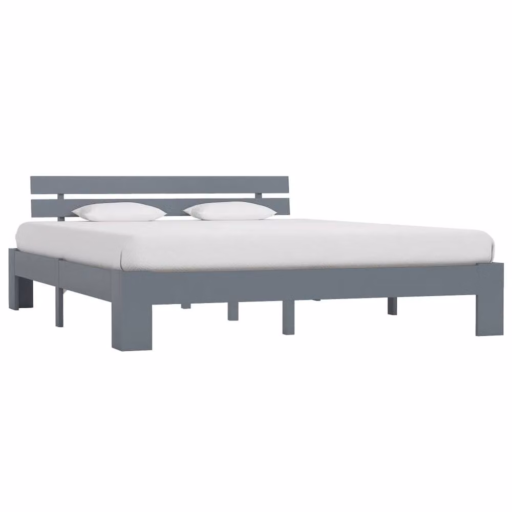 Berkfield Home Modern Super King Bed Frame in Grey Solid Pine Wood W/D/H: 180 x 200 x 66 cm – 2