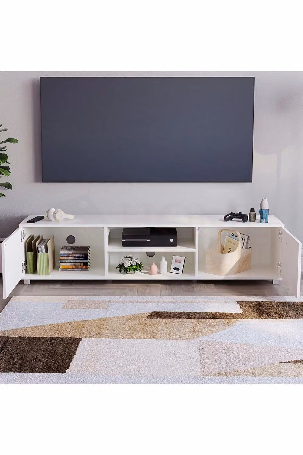 Vida Designs Cosmo 2 Door TV Unit in White – 3