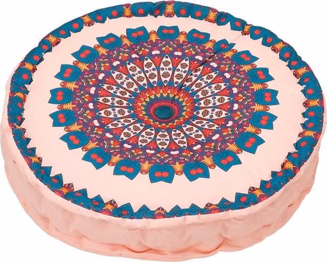 Livingandhome Round Bohemian Tatami Seat Cushion, Pink, Diameter: 45 cm