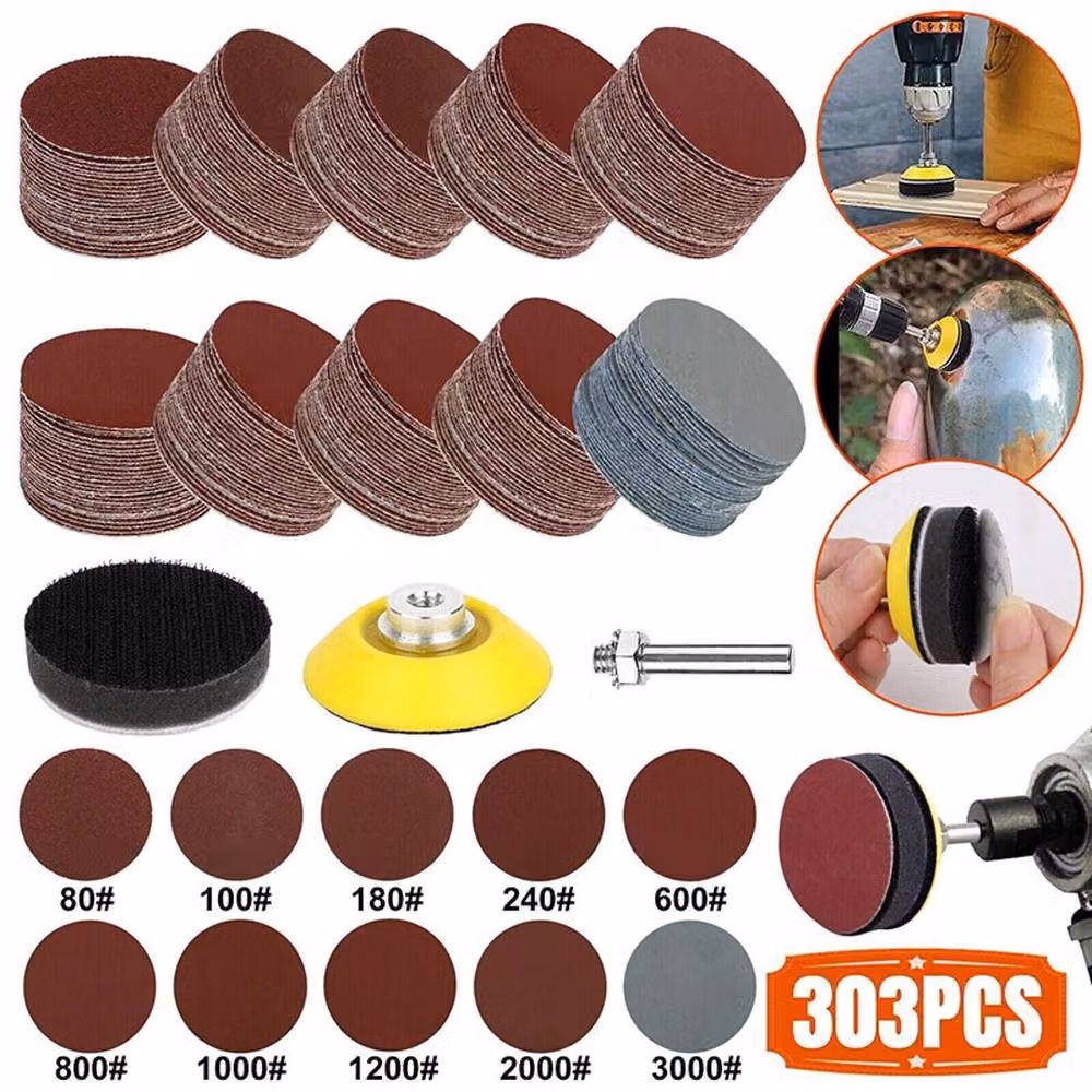 VOGREX 300-Piece Red Sanding Discs Kit for Drill and Rotary Polisher Tools – 3