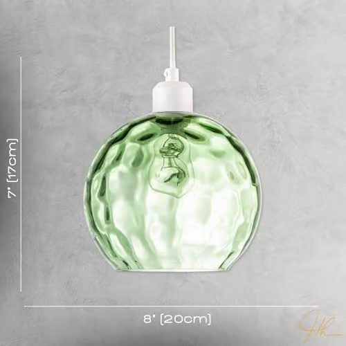 Happy Homewares Modern Round Green Dimpled Glass Pendant Ceiling Light Shade W/D/H: 17 x 20 x 20 cm – 3