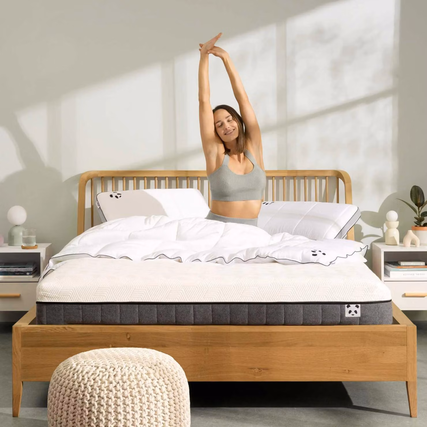 Panda London Hybrid Bamboo Mattress in White, W/D/H: 90 x 200 cm – 3