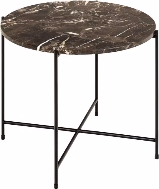 Furniture To Go Avila Modern Round Side Table with Brown Marble Top, W: 52 cm, D: 40 cm – 1