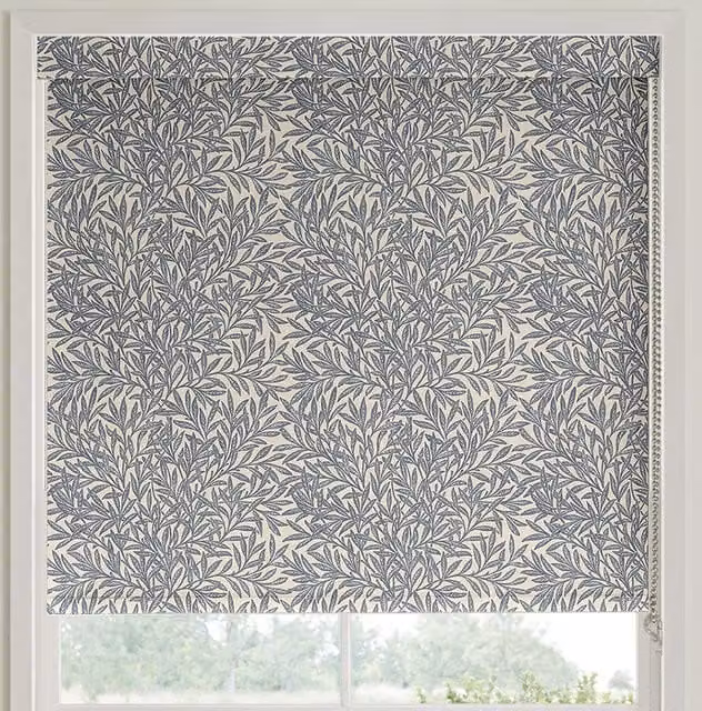 William Morris At Home Indigo Blue Floral Thermal Insulating Blackout Roller Blind