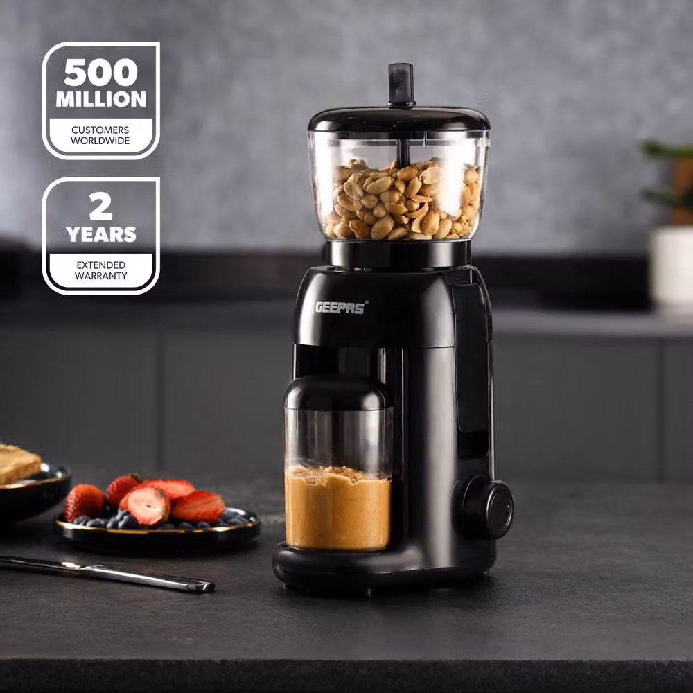 Geepas Peanut Butter Maker 500W Electric Grinder with 756g Transparent Jar in Black – 2