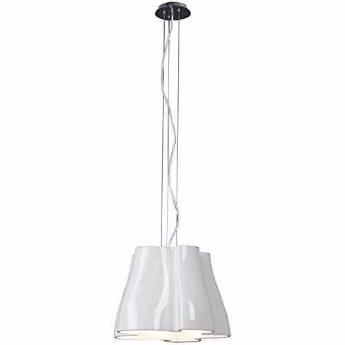 Netlighting Miss Dome 3 Light Suspended Ceiling Pendant in Gloss White and Polished Chrome with E27 Sockets