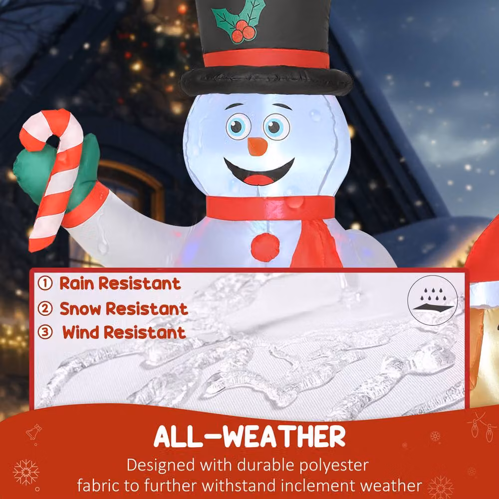 OUTSUNNY 6ft White Inflatable Christmas Decoration with Built-in LED Light – 5