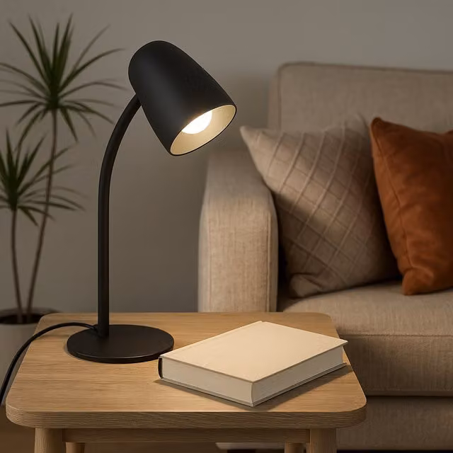 Eglo Carlo Modern Metal Flexible Desk Lamp, Black