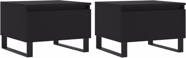 Berkfield Home Set of 2 Modern Black Nested Coffee Tables, W/D/H: 50 x 46 x 35 cm