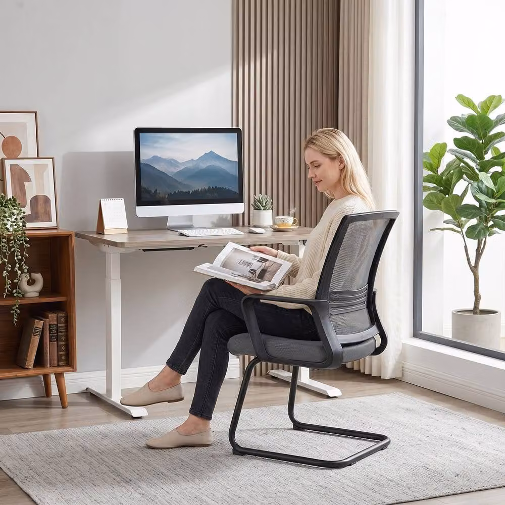 STILVORA Ergonomic Meeting Chair with Sled Base in Dark Grey Fabric – 8