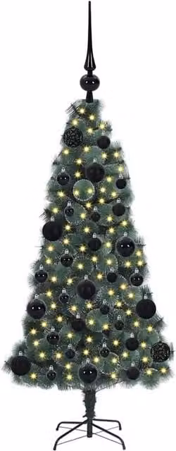 Berkfield Home Elegant Pre-lit Artificial Christmas Tree with Ball Set, Green, Height: 120 cm
