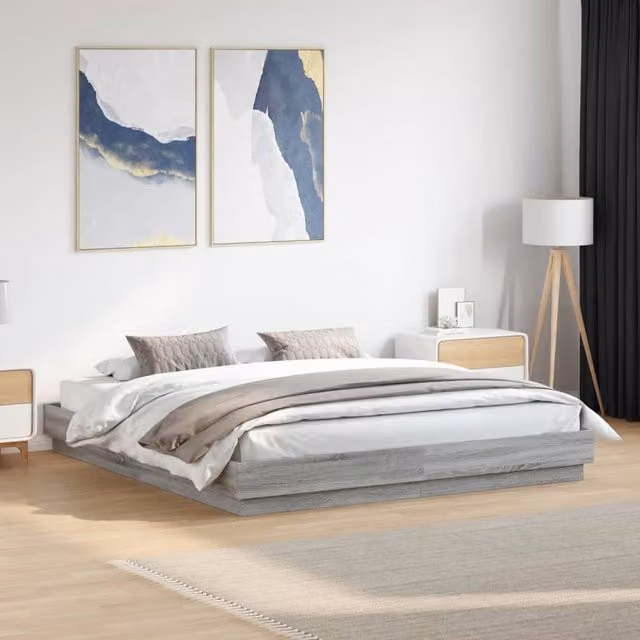 Berkfield Home Sonoma Super King Bed Frame in Grey, W/D/H: 180 x 200 cm – 1