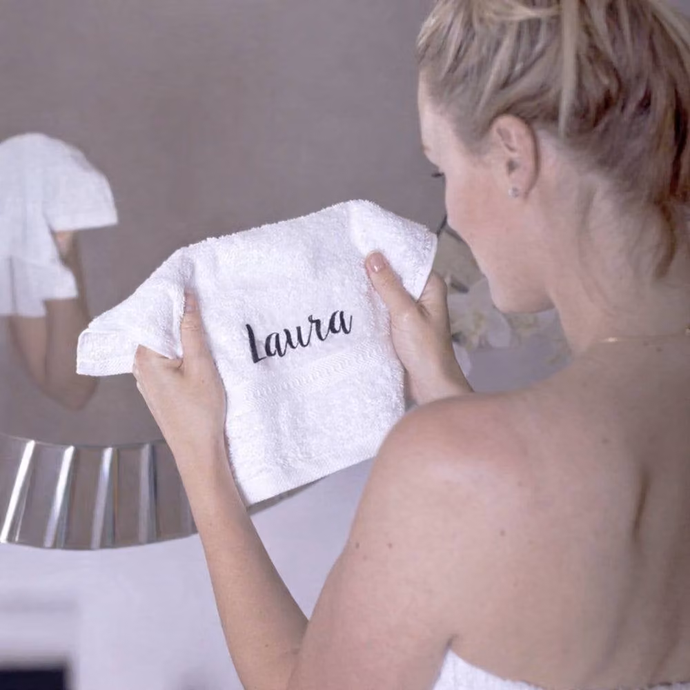 Duncan Stewart Personalised Silver Cotton Face Flannel and Towel