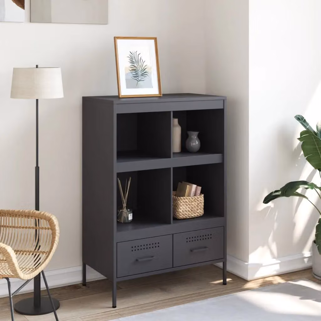 Berkfield Home Industrial Anthracite Metal Highboard, W/D/H: 68 x 39 x 101.5 cm – 3