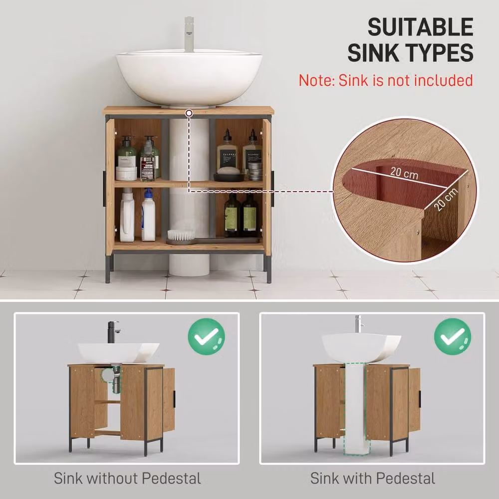 Wyld Haus Mosu Under Sink Bathroom Vanity Cabinet in Light Oak with Double Hinged Doors, W/D/H: 60 x 30 x 60 cm – 5