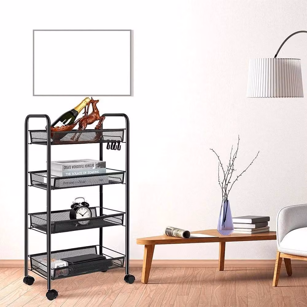 Nordara 4 Tier Black Metal Freestanding Shelving Rack – 5
