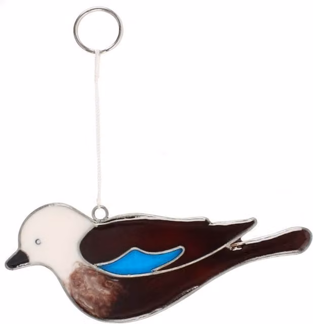 KDMK Brown Glass Jay Bird Hanging Suncatcher