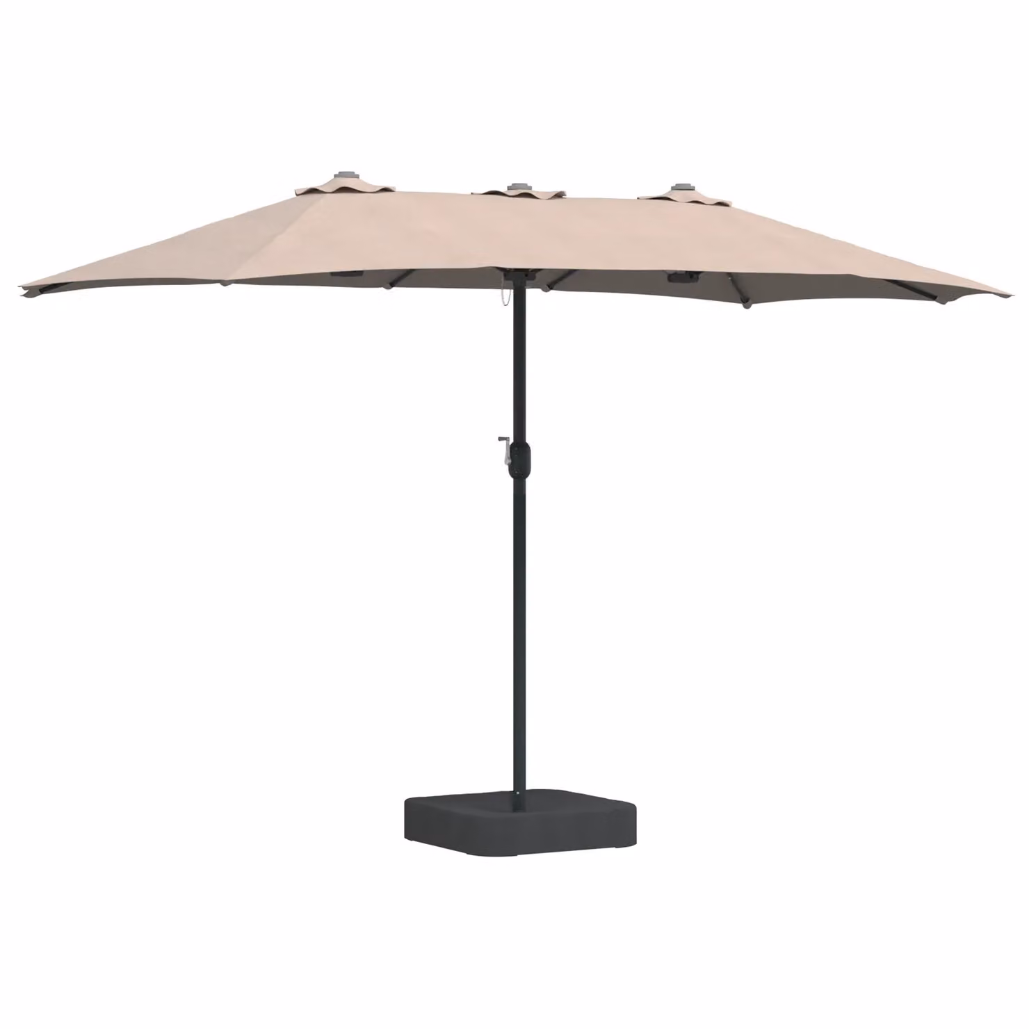 Berkfield Folding Garden Parasol in Taupe with Polyester Fabric and Steel Frame, W/D/H: 385 x 209 x 244 cm – 2