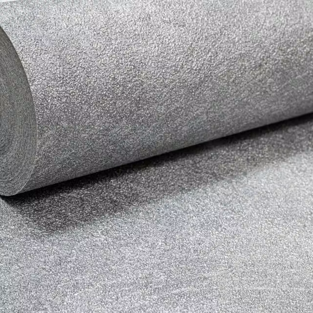Rasch Art Deco Style Plain Gloss Fleece Wallpaper in Silver Grey