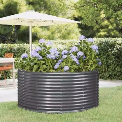 vidaXL Anthracite Galvanised Steel Garden Raised Bed W/D/H: 140 x 140 x 68 cm – 2