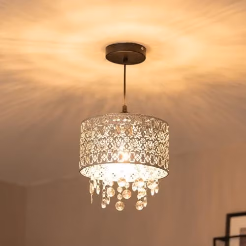 ValueLights Silver Moroccan Style Cylinder Drum Light Shade, Width: 22 cm – 2