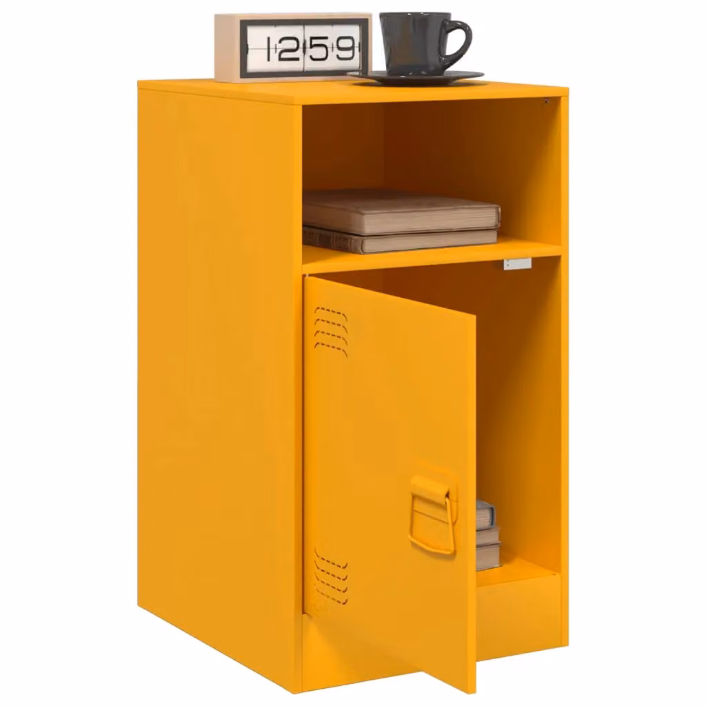 Berkfield Home Set of 2 Industrial Metal Bedside Cabinets in Yellow, W/D/H: 34.5 x 39 x 62 cm – 2