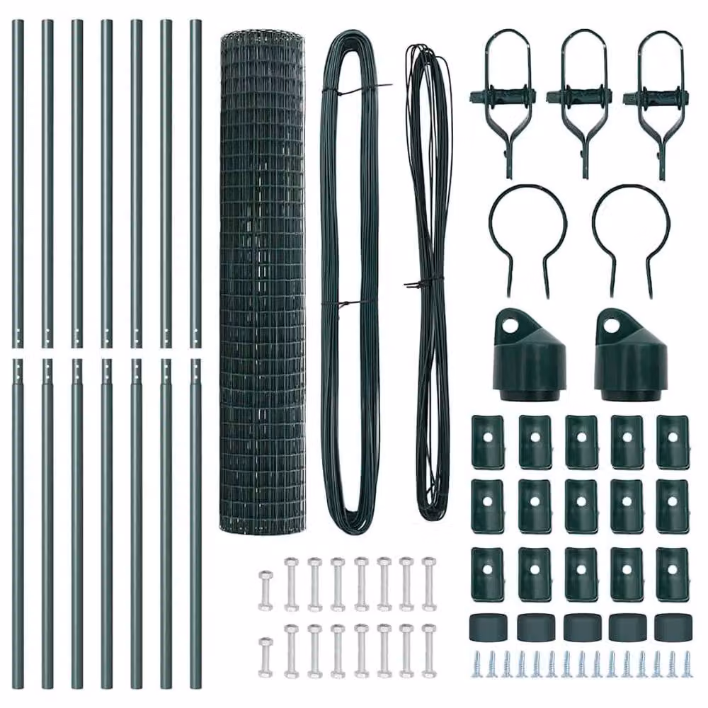 Berkfield Home Euro Fence with 7 Posts, Green Galvanised Steel, W: 10 m, H: 1.5 m – 5