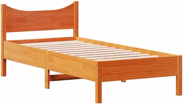 Berkfield Home Beautiful Small Single Solid Wood Bed Frame, Waxed Brown, W: 75 cm, L: 190 cm