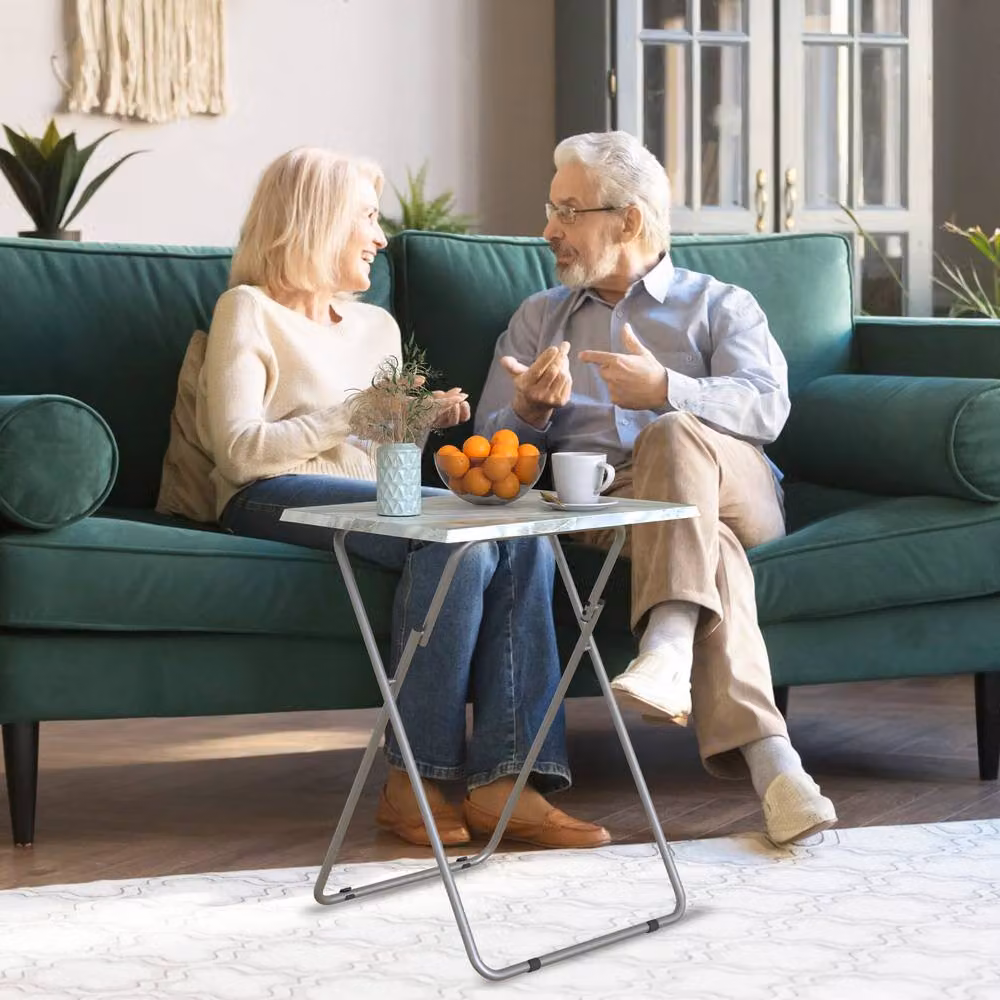 Huhote Set of 2 Folding Snack Tables in Grey – 4