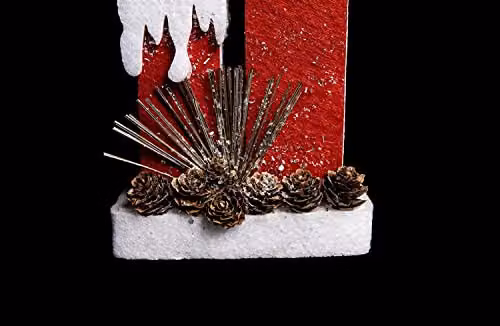 Shatchi Red and Silver Pre-Lit Twin Christmas Candles with Glitter Foam Snow Finish, Height: 31 cm – 3