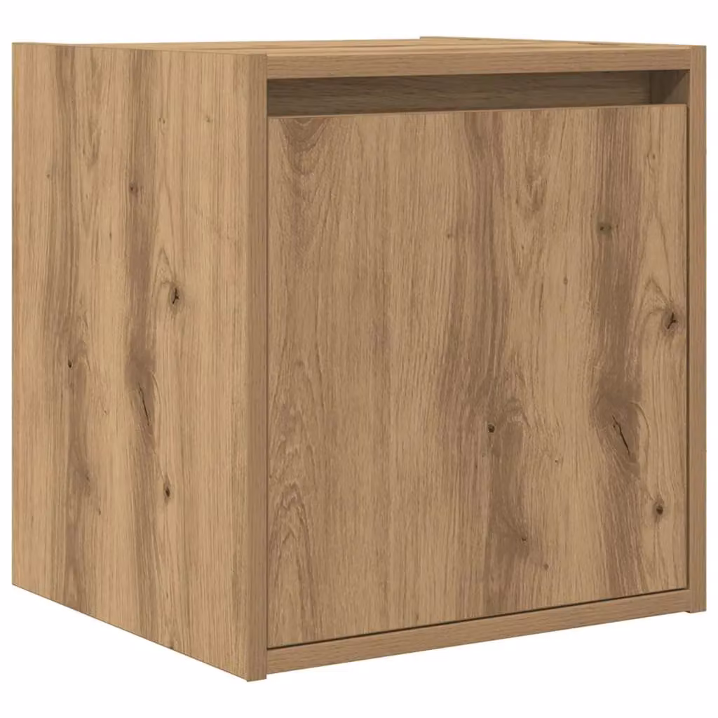 Berkfield Home Artisan Oak Wall-Mounted Bedside Cabinets, 2 Pack, Brown, W: 38 cm, D: 34 cm, H: 40 cm – 3