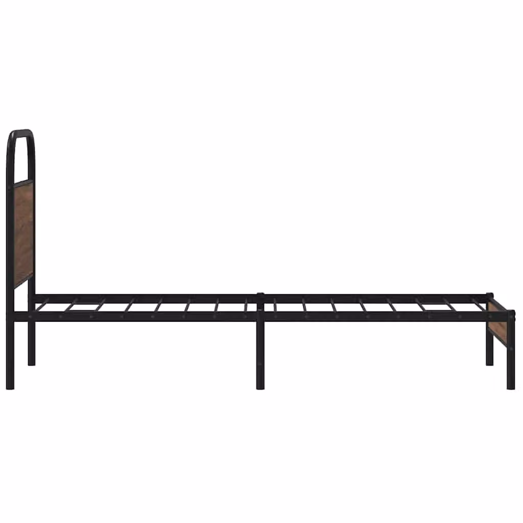 Berkfield Home Bed Frame in Brown Oak Engineered Wood and Metal, W: 75 cm, L: 190 cm – 4