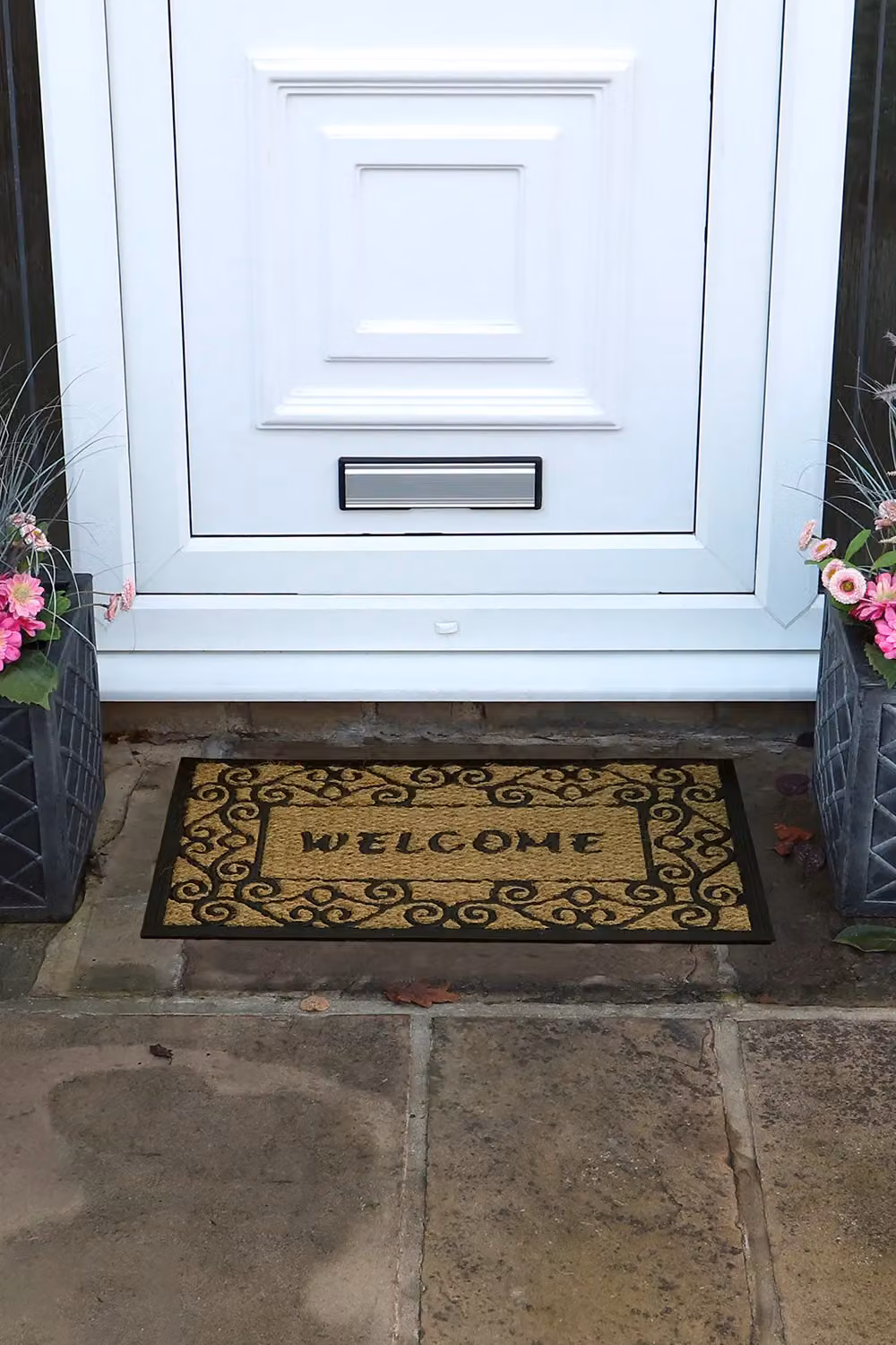 JVL Woven Coir and Rubber Tuffscrape Doormat in Beige and Brown, W: 45 cm, D: 75 cm – 2