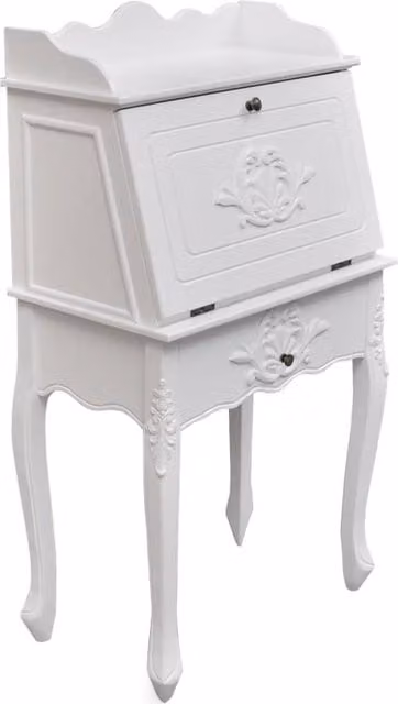 Berkfield Home Antique White Lacquered Wooden French Secretary Desk