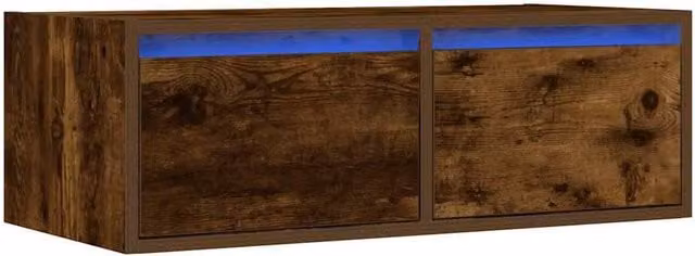 Berkfield Home Modern TV Cabinet with LED Lights in Smoked Oak Brown, W: 75 cm, D: 35.5 cm, H: 25 cm – 1
