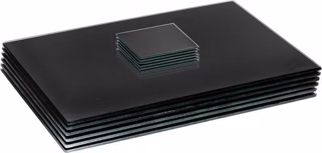 Harbour Housewares 12-Piece Black Glass Placemats and Coasters Set, W: 40 cm, D: 30 cm – 7