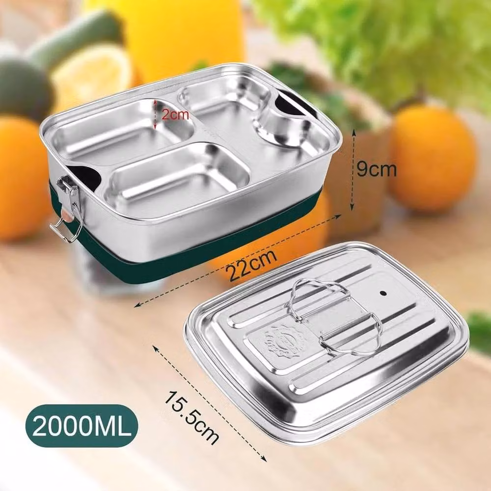 PAWNORA Silver Stainless Steel Insulated Lunch Box with Compartments and Dividers – 2