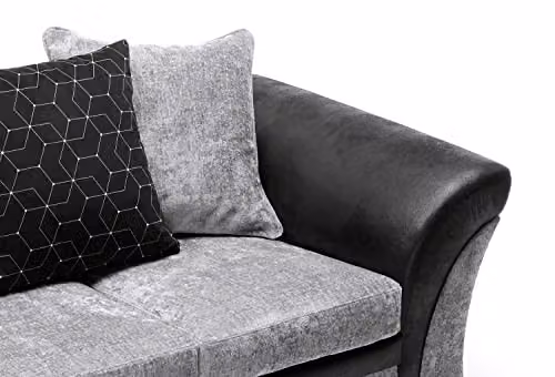 Abakus Direct Farrow L-Shape 2 Seater Corner Sofa in Black and Grey with Crushed Chenille Fabric – 5
