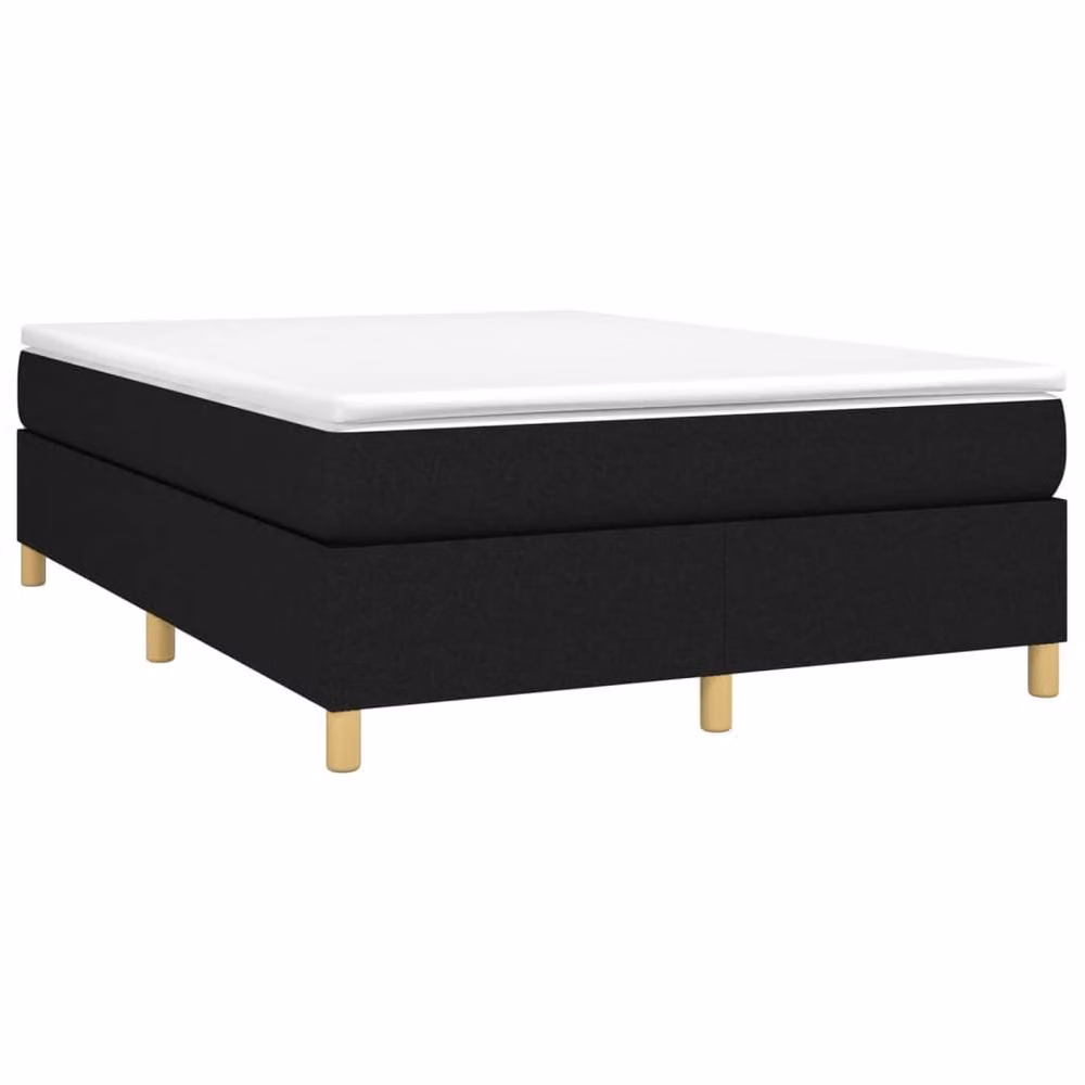 Berkfield Home Upholstered Box Spring Bed Frame in Black, W: 135 cm, D: 190 cm, H: 35 cm – 3