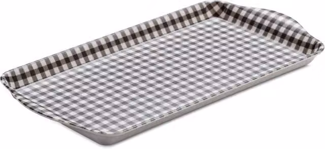 Zeal Premium Melamine Gingham Sandwich Tray in Dark Grey with Handles