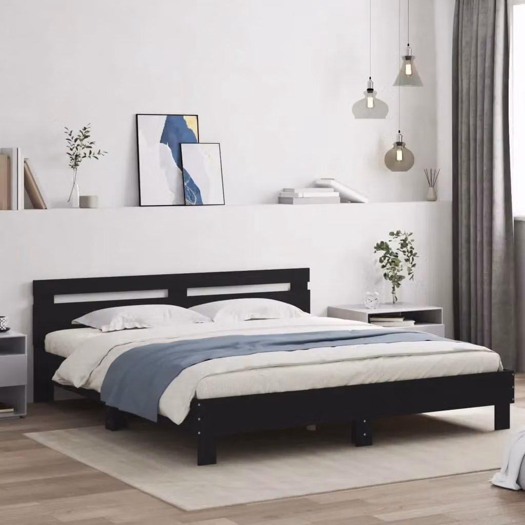 Berkfield Home Modern Bed Frame in Black, W: 160 cm, D: 200 cm – 3
