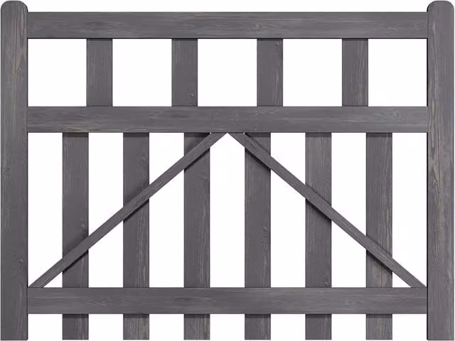 Darphe Wooden Garden Gate with Chevron Bracing in Grey, W: 120 cm, H: 90 cm