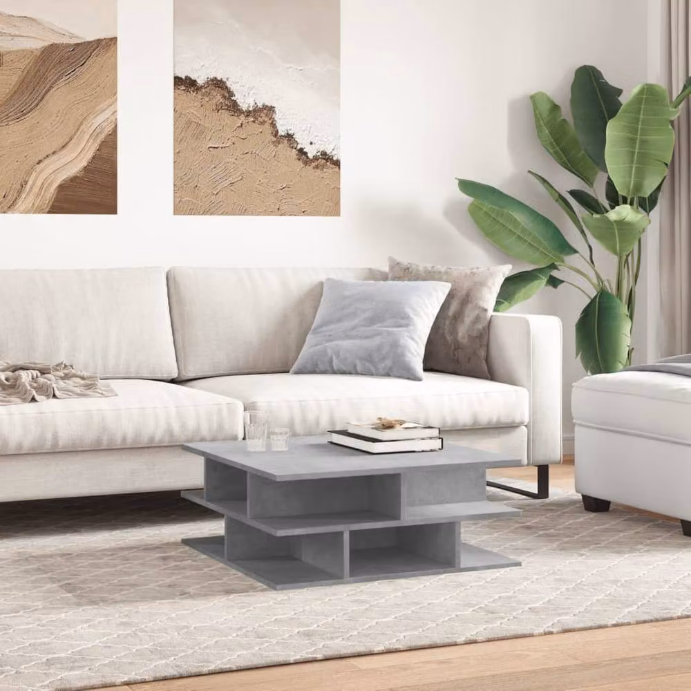 Berkfield Home Modern Square Coffee Table in Concrete Grey, W/D/H: 70 x 70 x 29 cm – 3