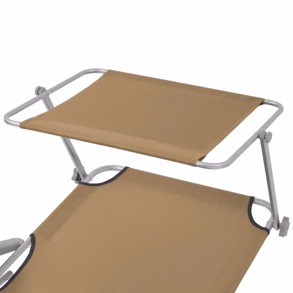 Berkfield Home Folding Sun Lounger with Canopy and Adjustable Headrest in Beige Steel – 2