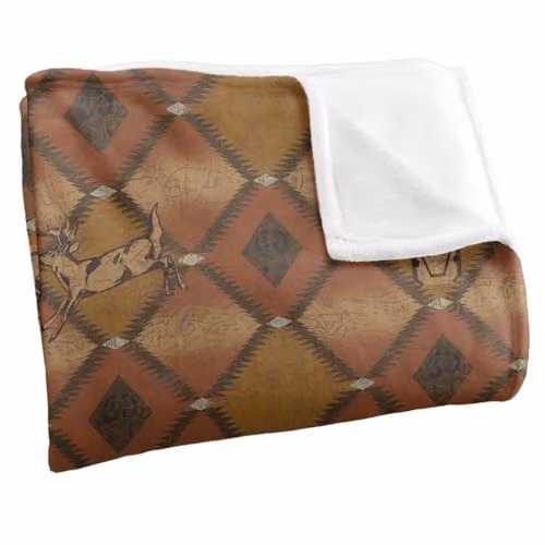 JQ Licensing Deer Southwest Brown Hunting Pattern Super Soft Fleece Throw Blanket, W/D/H: 91 x 147 cm – 2