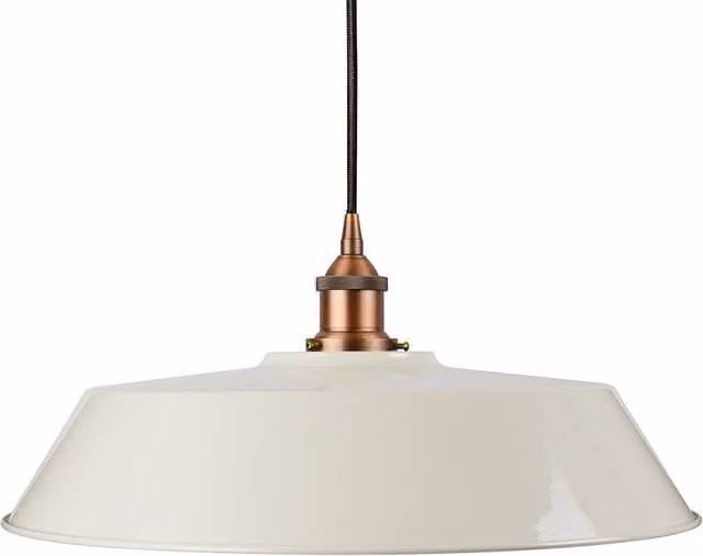 SE Home Chancery Large Suspended Pendant Light in White and Matt Antique Copper