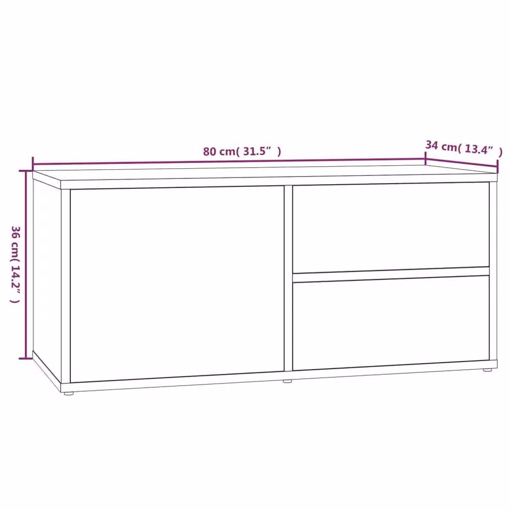 Berkfield Home Modern Smoked Oak TV Cabinet in Brown, W/D/H: 80 x 34 x 36 cm – 4
