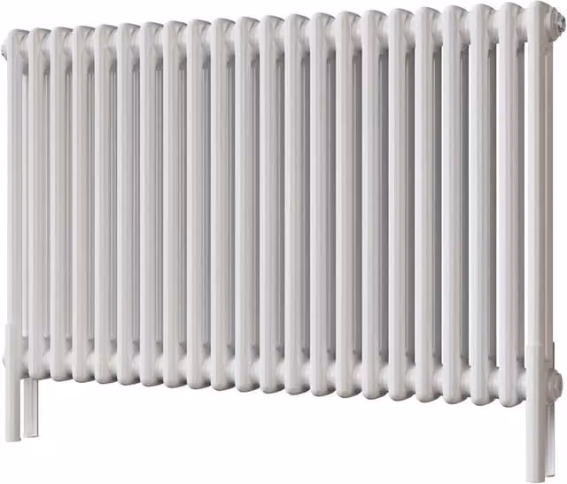 UK Radiators Alpha 2 Column Traditional Cast-Iron Style Steel Radiator in White, W/H: 988 x 600 mm